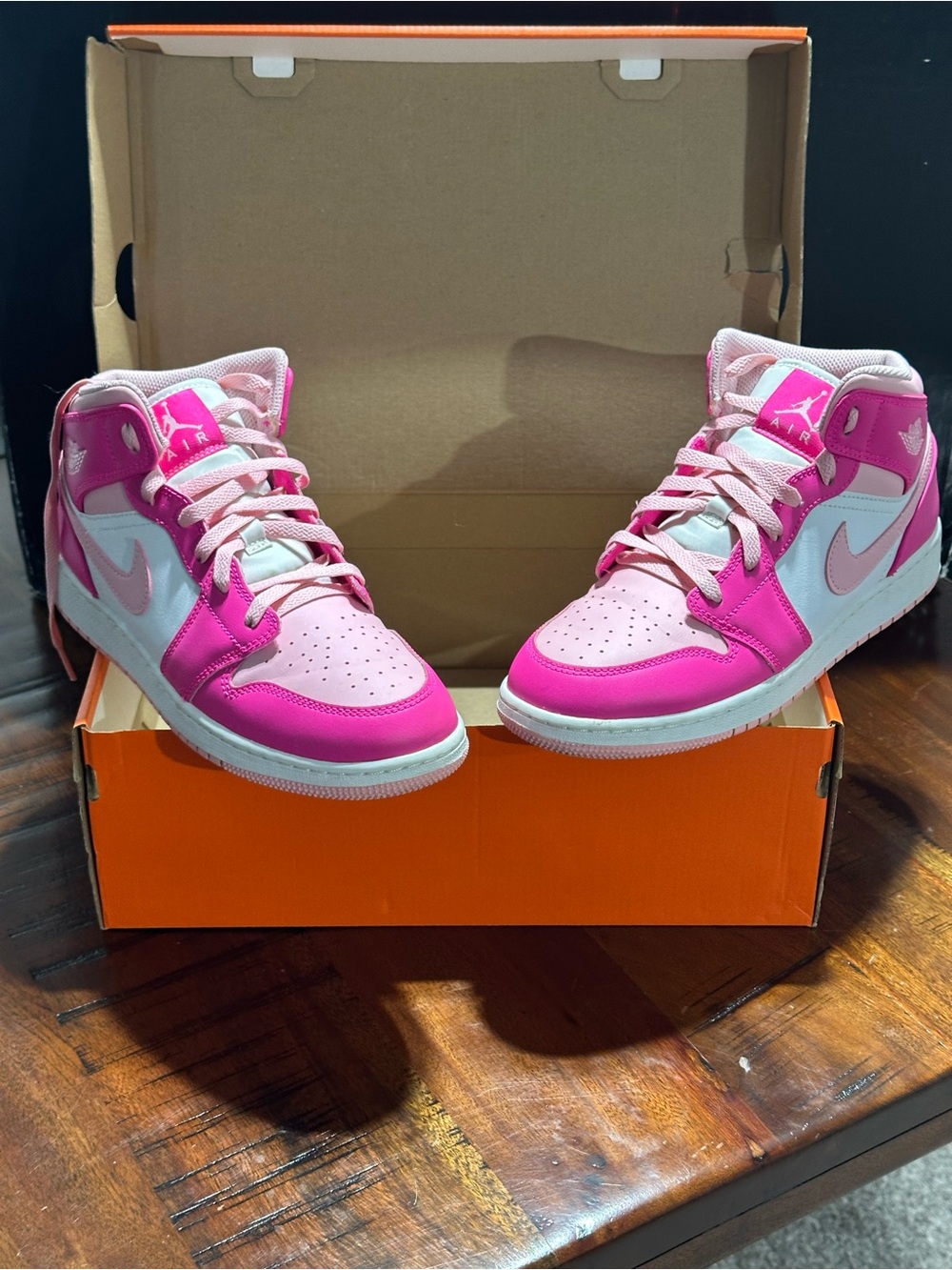 Nike Women's High-Top Sneakers in Hot Pink and Light Pink - Picture 7 of 8